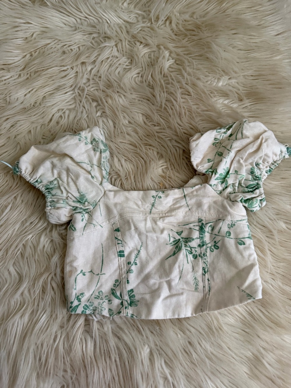 ZARA Girls Cream Puff-Sleeve Crop Top